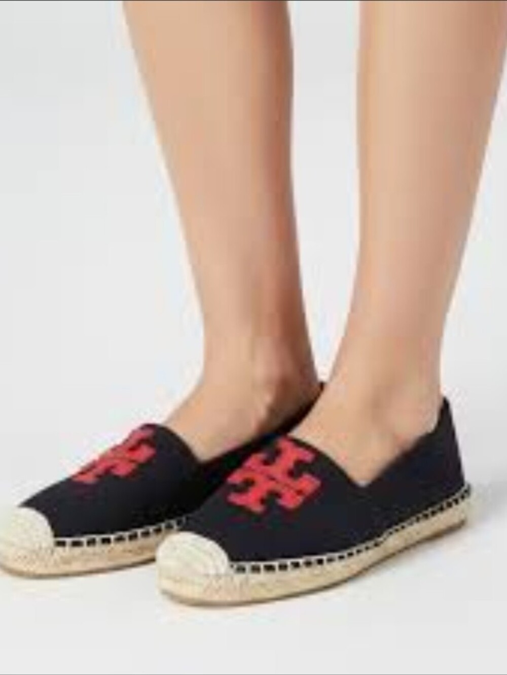 Tory Burch Blue Canvas Espadrille with Red Logo Size 10